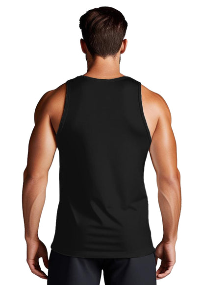Peppyzone Mens Printed Athletic Fit Vest (TT-Gym-118_Black