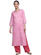 ishin Women's Cotton Blend Sea Green Leheriya Printed A-Line Kurta