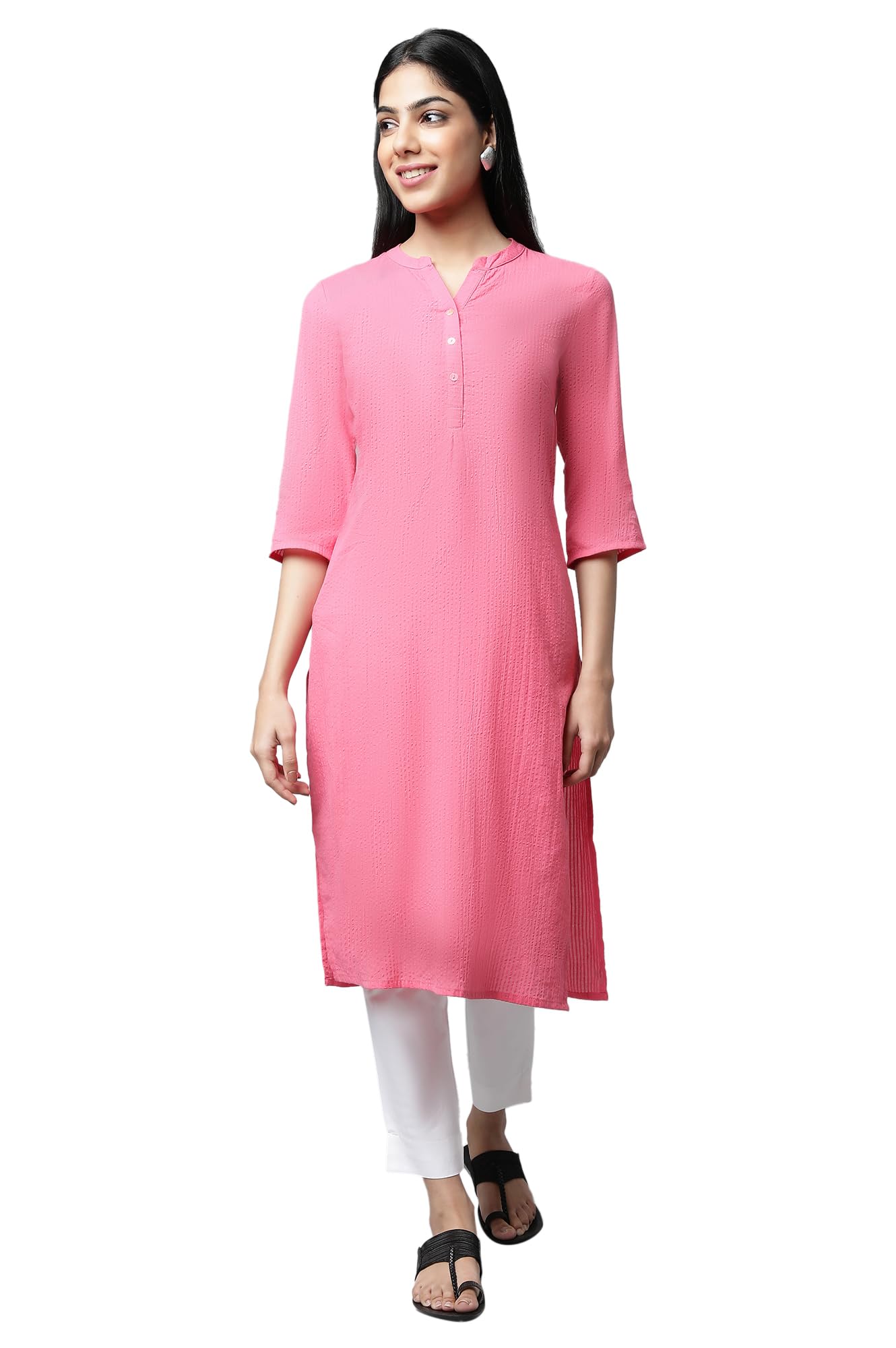Pink Sheer Sucker Summer Basic Kurta