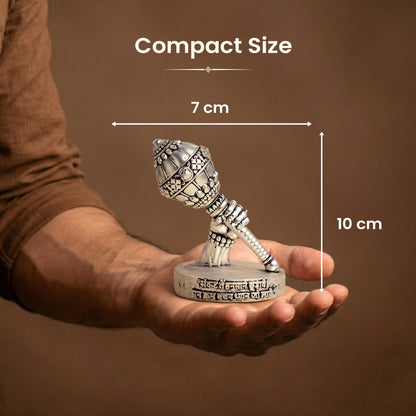Astrotalk Shri Hanuman Gada Idol (2.7x4) Inch | 999 Silver Finish | Hanuman Chalisa Chaupai Engraved for Strength, Courage & Protection | Home Decor & Car Dashboard God Idol | Gift for Man & Woman