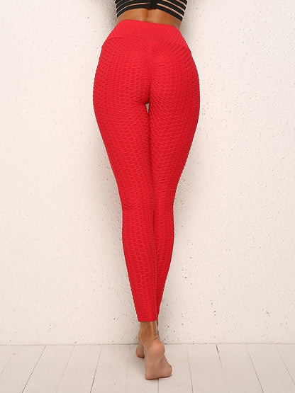 Shasmi Womens Rose Red High Waist Yoga Pants Butt Lifting Leggings Workout Seamless Leggings Textured Booty Tights Trousers Yog