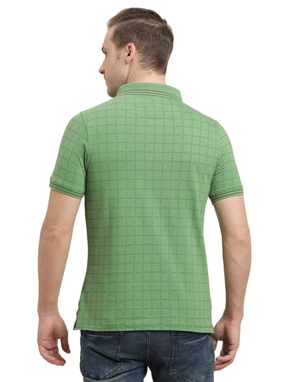 Turtle Men 100% Cotton Green Printed Polo T-Shirt
