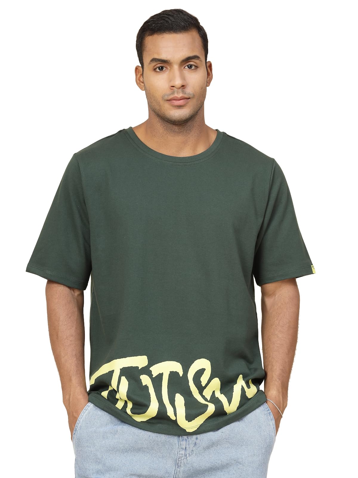 Rigo Terry Printed Oversized T-Shirt for Men | Drop Shoulder, Half Sleeves T-Shirt for Men | Oversized Baggy Fit T-Shirt for Men