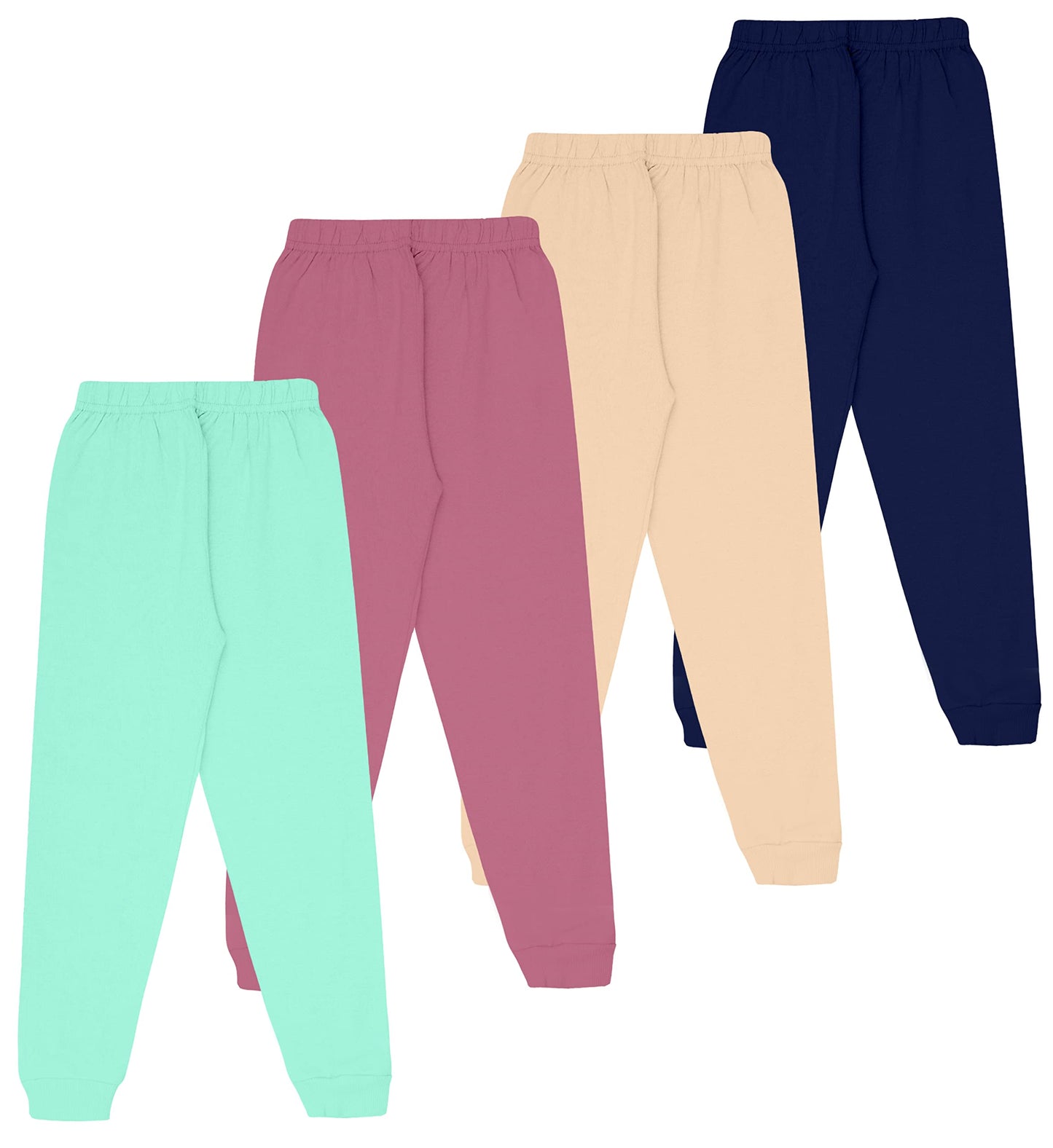 Kyda Kids Girls Cotton Printed Track Pants With Pocket - Multicolor (Pack Of 4)