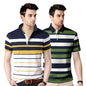 Noble Monk MenS Regular Fit Polo Neck T-Shirt | Half Sleeve | Stripe On Chest | Collared Neck Tshirt For Men