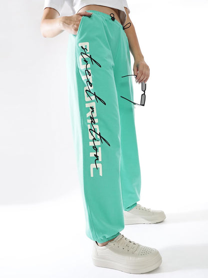 Hubberholme Women Printed Jogger High-Rise Casual Track Pants 10 Blue