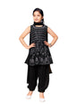 Aarika Girls Ethnic Wear Black Colour Sequin Thread Floral Embroidery Georgette Kurti Patiala Set (5-11 Years)