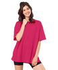 SHODOX Womens Cotton Blend Oversized Drop Shoulder Solid T-Shirt(Pack of 1)