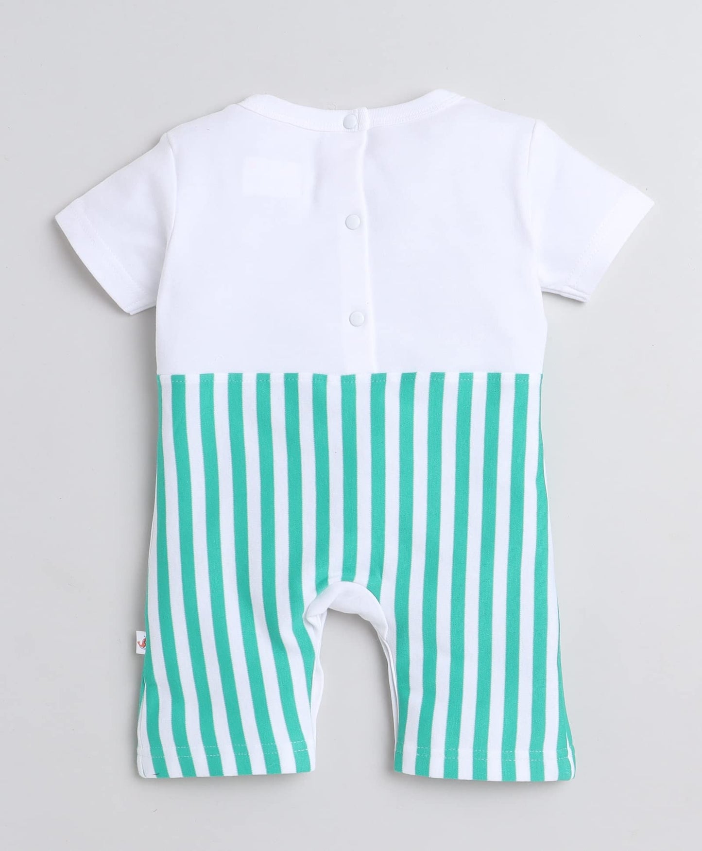 Bumzee Brown & White Boys Half Sleeves Thigh Length Romper