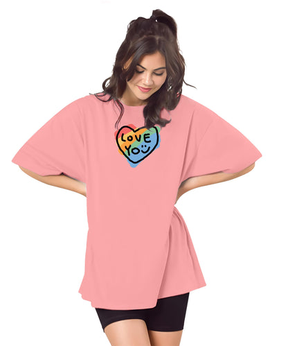 SHODOX Womens Oversized Drop Shoulder Printed T-Shirt | Soft, Breathable & Light Weight Cotton Blend | Loose Fit Stylish Top for