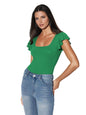 Kotty WomenS Solid Butterfly Sleeves Top(Green,L)