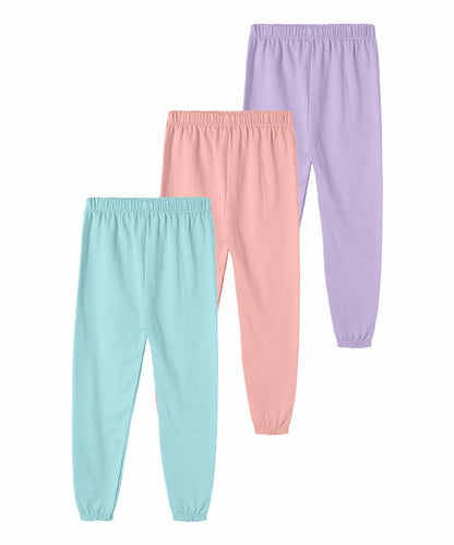 SHODOX Girls Cotton Blend Printed Regular fit Track Pants (Pack of 3)