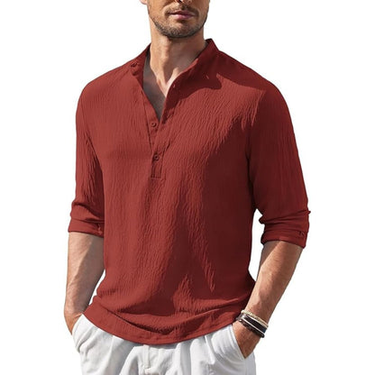 Bellstone Mens Regular Fit Solid Popcorn Full Sleeve Regular Fit Short Kurta | Solid Pattern Mandarin Collar Straight Kurta Mar