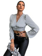Kotty Womens Satin Full Sleeves Solid Top