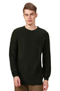 Dennis Lingo Men Solid Acrylic Regular Fit Full Sleeves Pullover Sweater Olive
