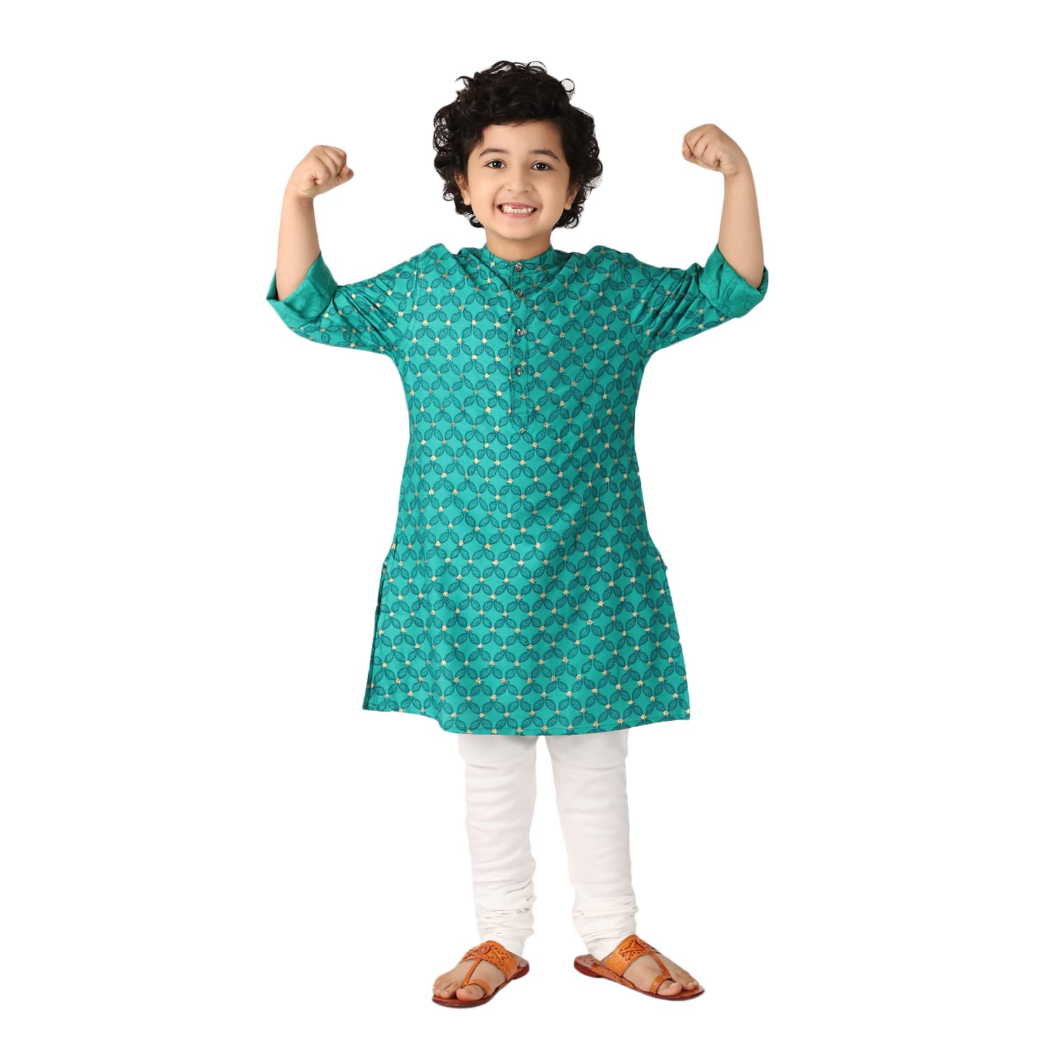 Fabindia Kids Tussar Churidar Viscose_2-3Y White