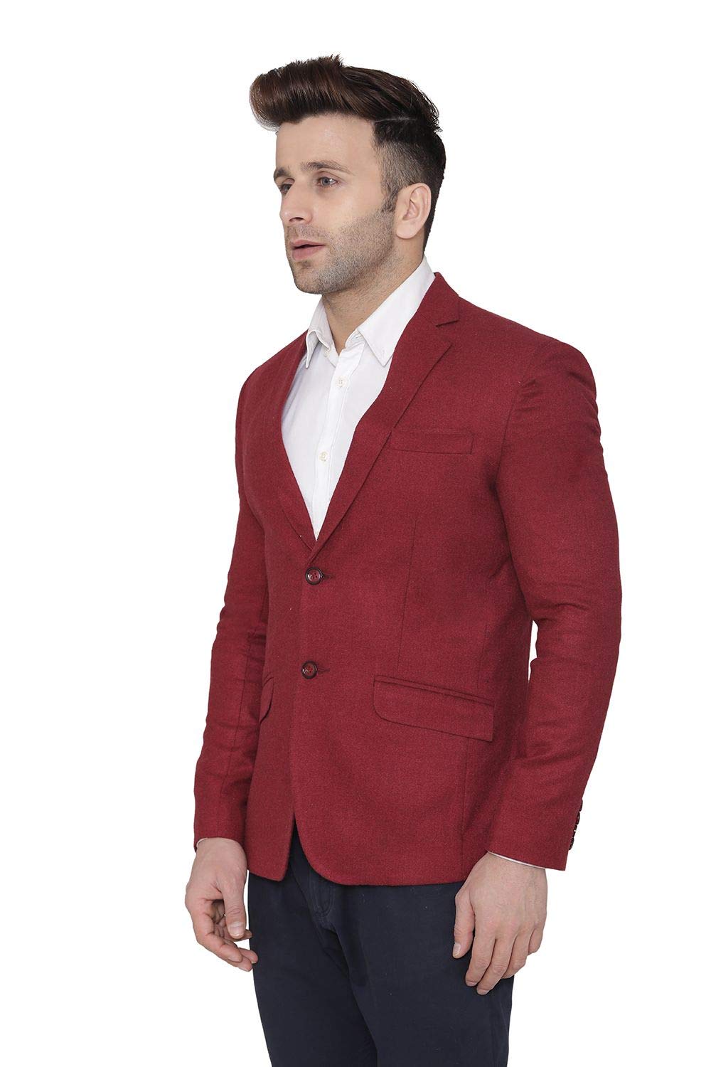 WINTAGE Mens Tweed Wool Casual and Festive Blazer Coat Jacket:Red,X-Large
