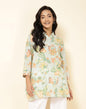 Fabindia Women's Printed Comfort Fit Tunic (1030634WHITE- Green-Orange