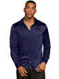 AVANOVA Mens Stylish Navy Blue Solid Satin Silk Casual Button Down Shirts Long Sleeve Shirt for Men Full Sleeves (Shirt 193 Nav