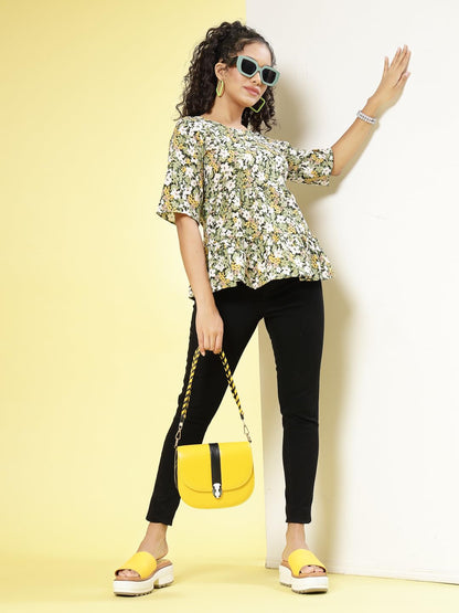 OOMPH! Peplum Tops for Women, Green - mt800