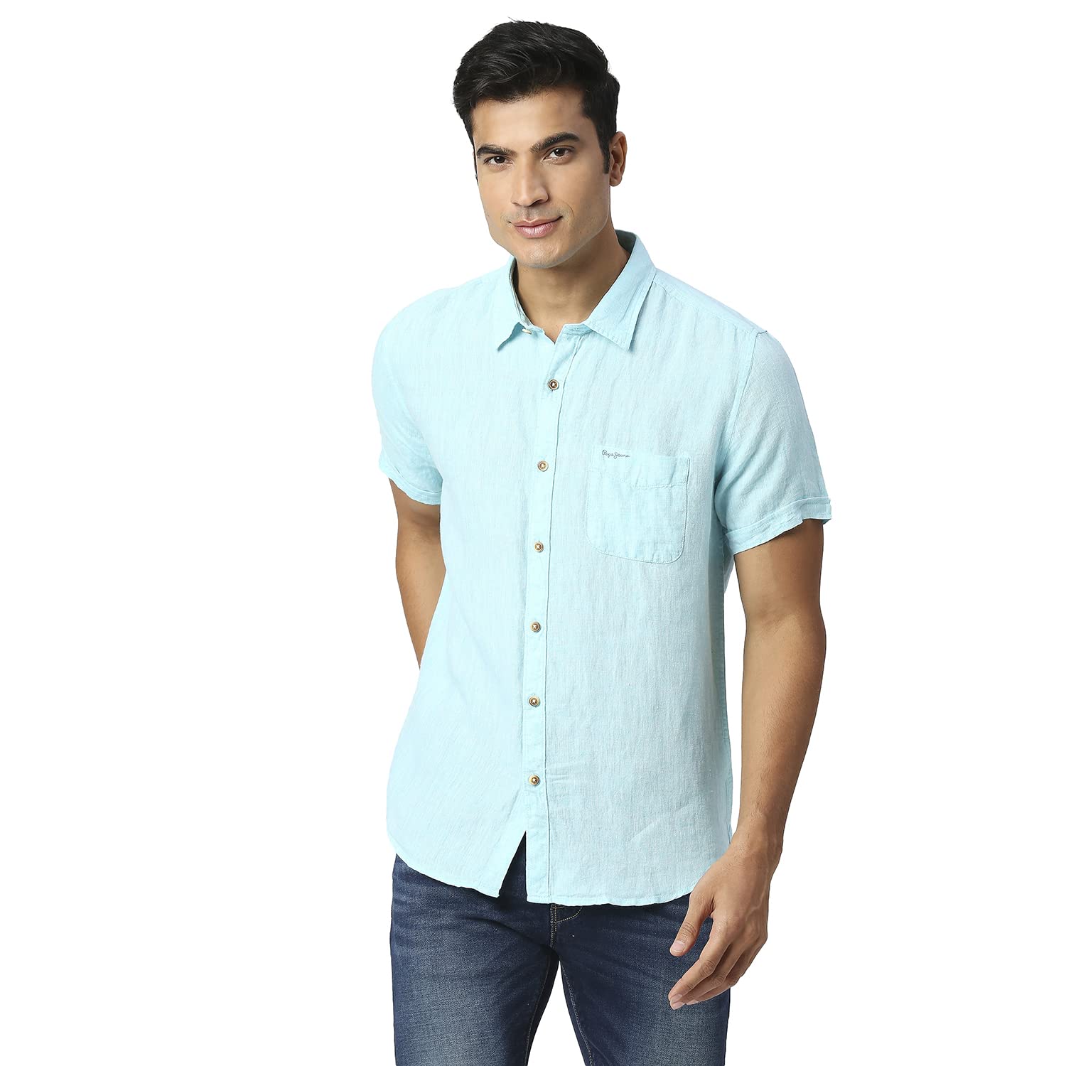 Pepe Jeans MenS Regular Fit Shirt (Pm308004508S_Aqua
