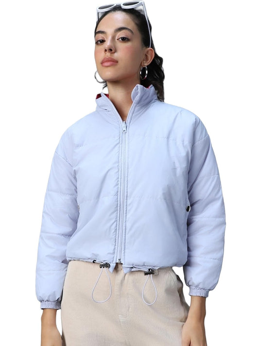 Bewakoof Womens Solid Oversized Full Sleeve Collar Nylon Jacket_596261_Purple_2XL