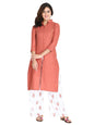 OM SAI LATEST CREATION SlubRayon Three-Fourth Sleeve A-Line Kurti for Women