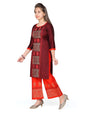 Aarika Girls Ethnic Wear Maroon-Orange Colour Printed Cotton Kurti Palazzo Set-(8-15 Years)-(JUNE_PL-TR-TC-30-MAROON-32)