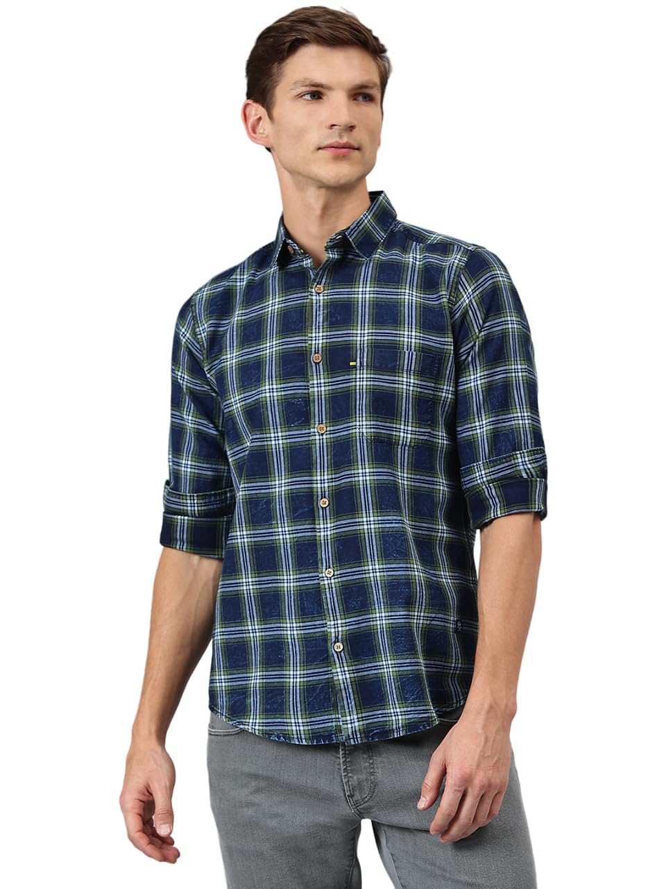 Thomas Scott Checkred Regular Fit Long Sleeve Spread Collar Casual Shirts for Mens