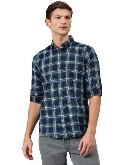 Thomas Scott Checkred Regular Fit Long Sleeve Spread Collar Casual Shirts for Mens