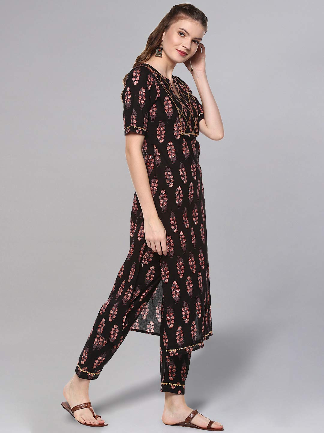 Idalia Printed Straight Cotton Kurta With Pant Set - Ethnic Kurta Set For Women, Great For Wedding & Festive Occasions, Calf Len