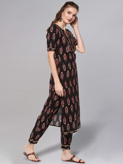 Idalia Printed Straight Cotton Kurta With Pant Set - Ethnic Kurta Set For Women, Great For Wedding & Festive Occasions, Calf Len