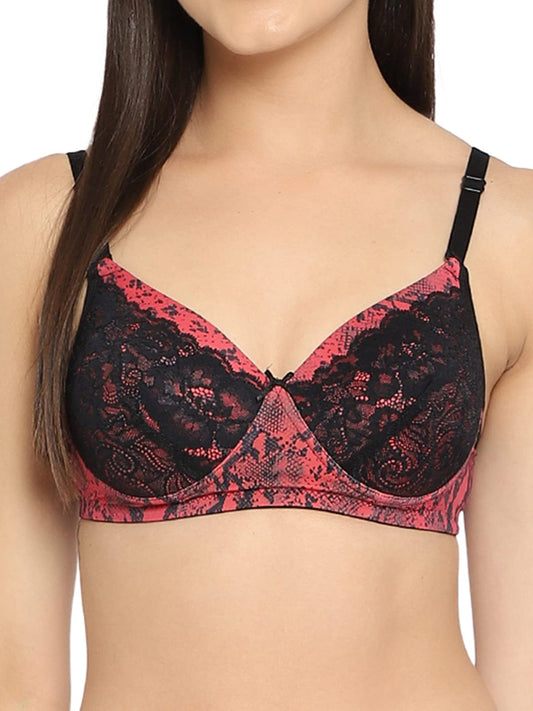 Clovia Womens Lightly Padded Non-Wired Full Cup Snakeskin Print Multiway Bridal Bra (BR1747T14_Pink_38D)