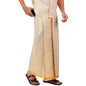 Prakasam Cotton Tissue Gold Readymade Welcro Pocket Jari (50K) Solid Men Dhoti/Tissue 4 Mulam (Single) Readymade Pocket Dhoti