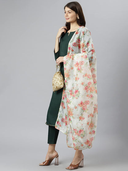 ANNI DESIGNER Women's Polycotton Straight Kurta with Pant & Dupatta (Amrik_NEW01)