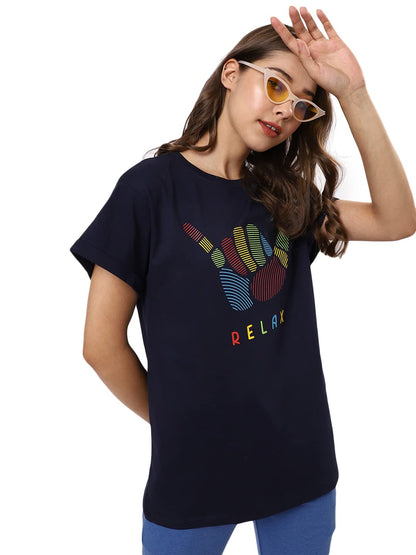 Bewakoof Womens Graphic Printed 100% Cotton T-Shirt - Boyfriend Fit, Round Neck, Half Sleeves