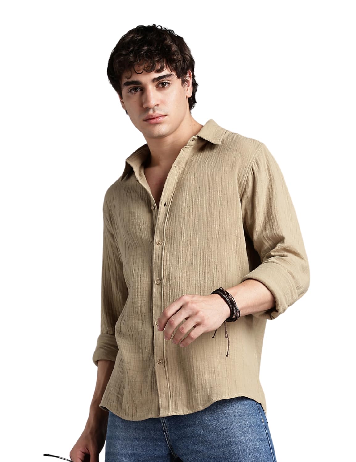 Fyltr MenS Regular Fit Shirt (Fylss25Ms-1419_Malibu Beige
