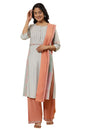 W for Woman W Women Blue Geometric Print Cotton Kurta Set With Parallel Pant & Dupatta