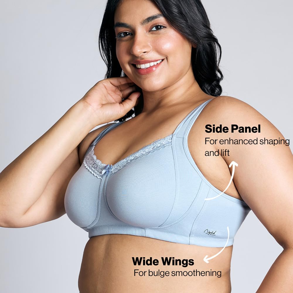 Nykd Super Support Everyday Cotton T-Shirt Push-Up Bra For Women Non Padded, Wirefree, Full Coverage (Everyday Pretty Lace Bra)