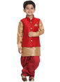 Vastramay Banarasi Brocade Woven Jacquard Nehru/Modi Jacket With Silk Pathani Kurta & Dhoti Pant Set  Traditional Ethnic Wear Fo
