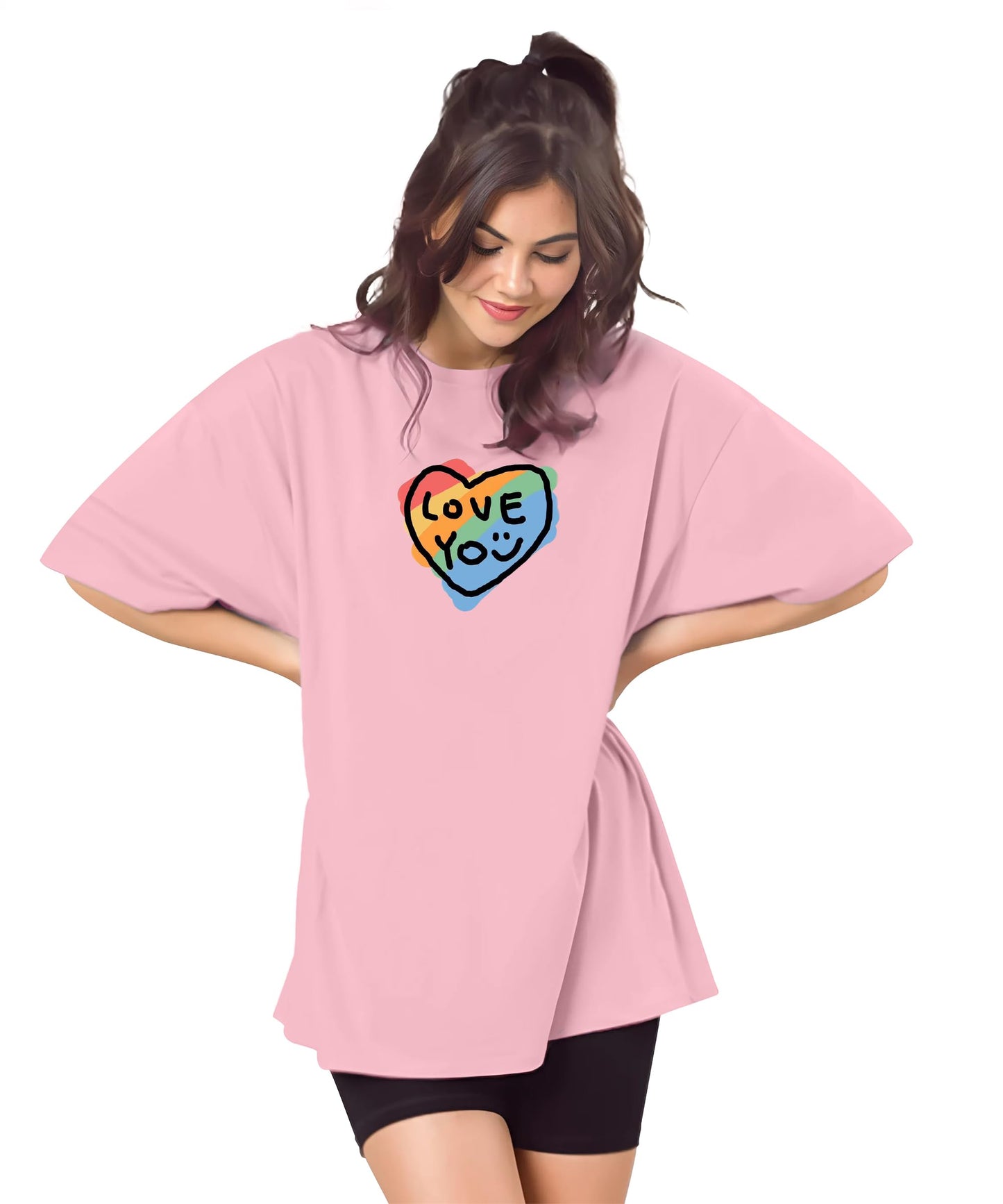 SHODOX Womens Oversized Drop Shoulder Printed T-Shirt | Soft, Breathable & Light Weight Cotton Blend | Loose Fit Stylish Top for
