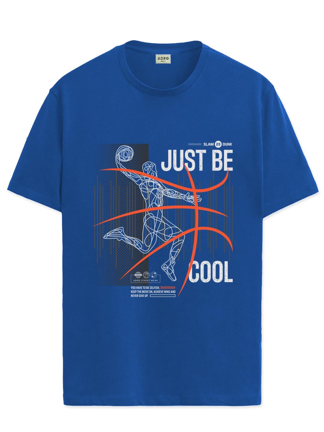 ADRO Men's Graphic Printed 100% Cotton T-Shirt - Regular Fit, Printed T-Shirts for Men (RN24-BCL-RB_Royal Blue)