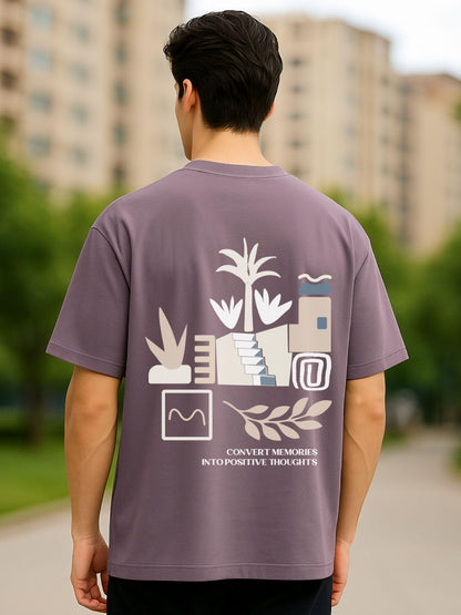 Nobero Men Cotton Graphic Print Oversized Fit T-Shirt (1M-Twrt-C0910-Og_Grape Nectar