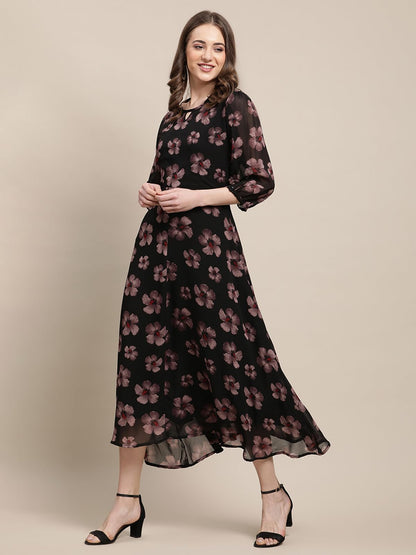 Tee Projekt Women Stylish Maxi Dress|Elegant Graceful Georgette Dress
