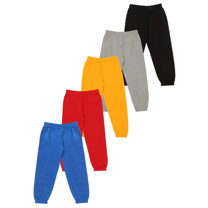 Kyda Kids Boys 100% Cotton Loose Fit Trackpants (Pack Of 5)