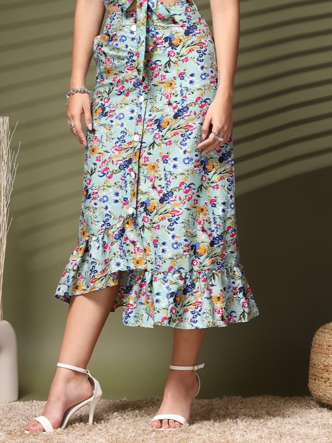 OOMPH! Long Skirts for Women Blue - msk201
