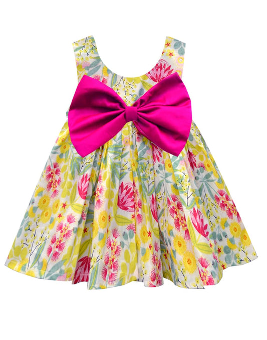 A.T.U.N. (ALL THINGS UBER NICE) Girls Floral Printed Round Neck Sleeveless Bow Fit & Flared Dress