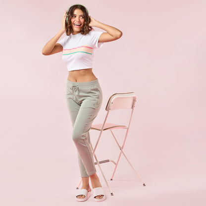 Enamor E060 Women Slim Fit Mid Rise French Terry Ankle length Lounge Pants