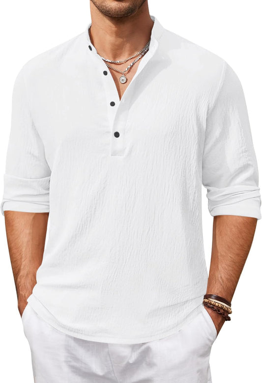 Zartha Mens Regular Fit Solid Cotton Blend Straight Kurta White