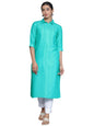 Libas WomenS Cotton Woven Design Straight Kurta (26878_Blue